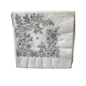 Vintage 15 Rust Craft Brownie Luncheon Napkins Black White Floral Estate NEW NOS